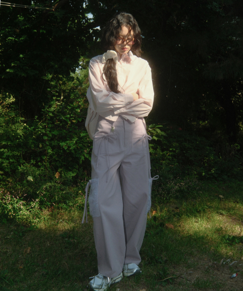 Stripe pleats shirt (pastel pink)