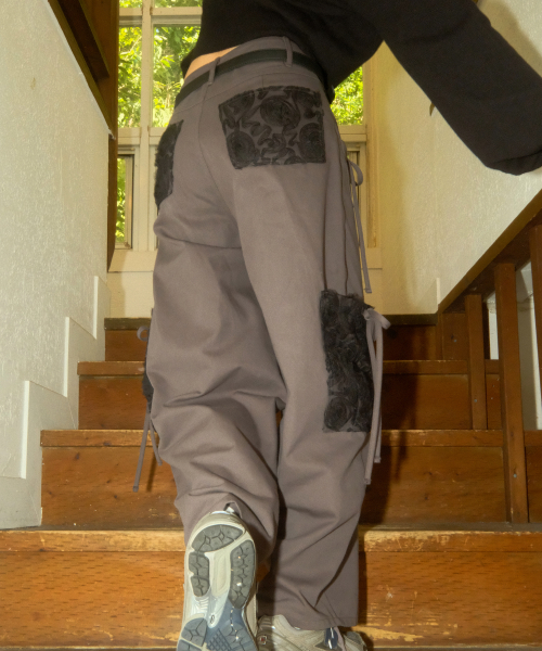 Ribbon Cotton Pants (Charcoal)