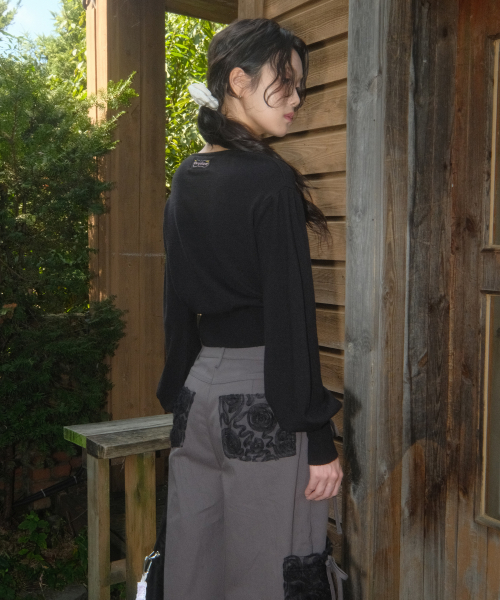 Ribbon Cotton Pants (Charcoal)