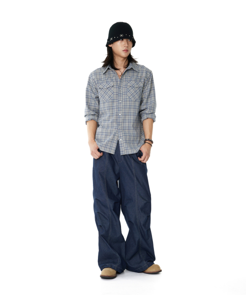 Western Check Shirts (Blue)