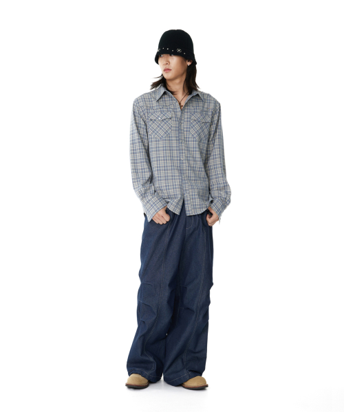 Western Check Shirts (Blue)