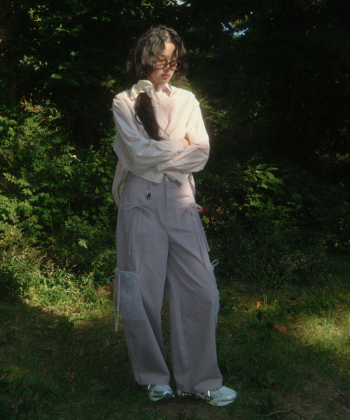 Ribbon Cotton Pants (Purple)