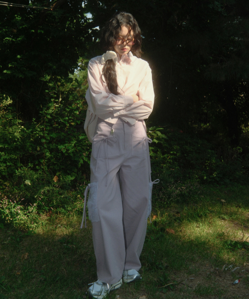 Ribbon Cotton Pants (Purple)
