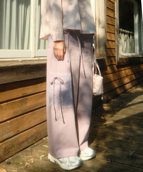 Ribbon Cotton Pants (Purple)