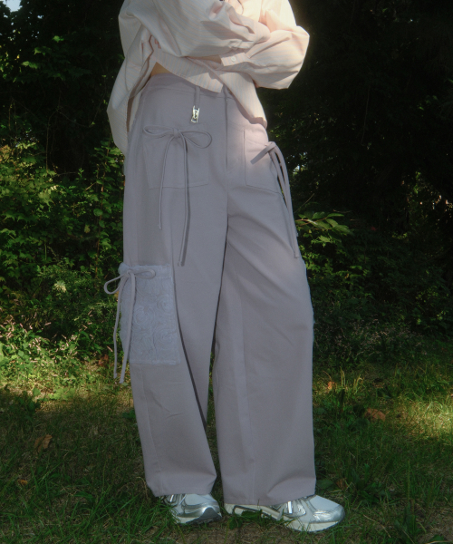 Ribbon Cotton Pants (Purple)