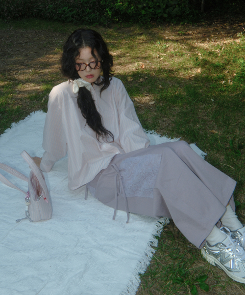 Ribbon Cotton Pants (Purple)