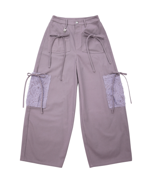 Ribbon Cotton Pants (Purple)