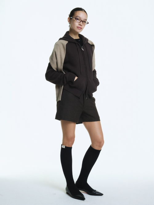 G WOOL MINI SHORTS (BROWN)