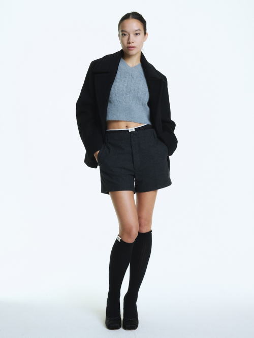 G WOOL MINI SHORTS (CHARCOAL)