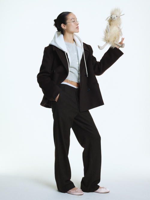 G STRAIGHT WOOL PANTS (BROWN)
