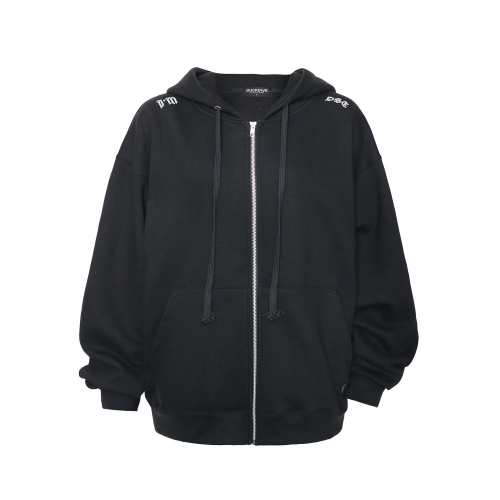 Backstring Cross Graphic Hoodie Zip-Up Black