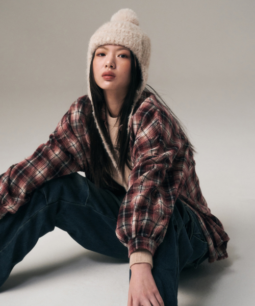 Ear Flap Pom Pom Beanie_ 6Color