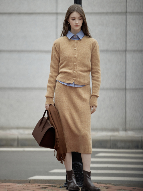LIRIEN woolen skirt_GOLDEN BEIGE