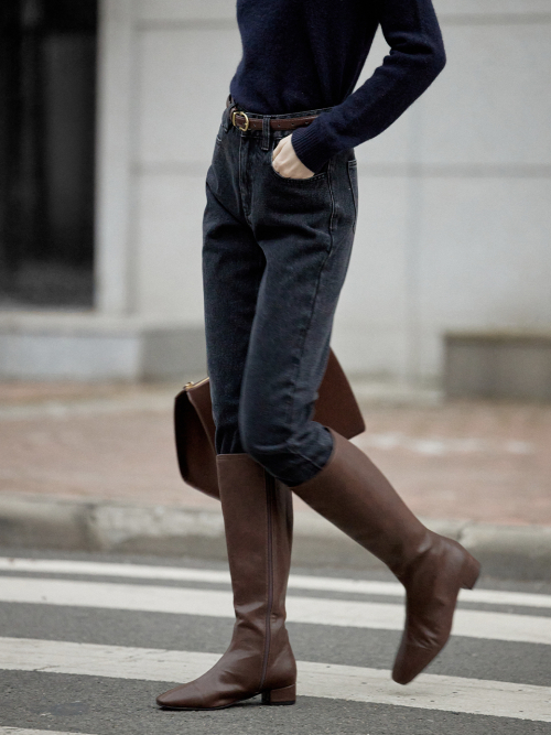 NENCY straight denim pants_BLACK