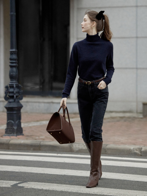 NENCY straight denim pants_BLACK