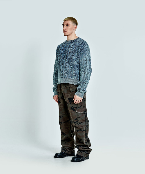 Twisted denim knit - Blue