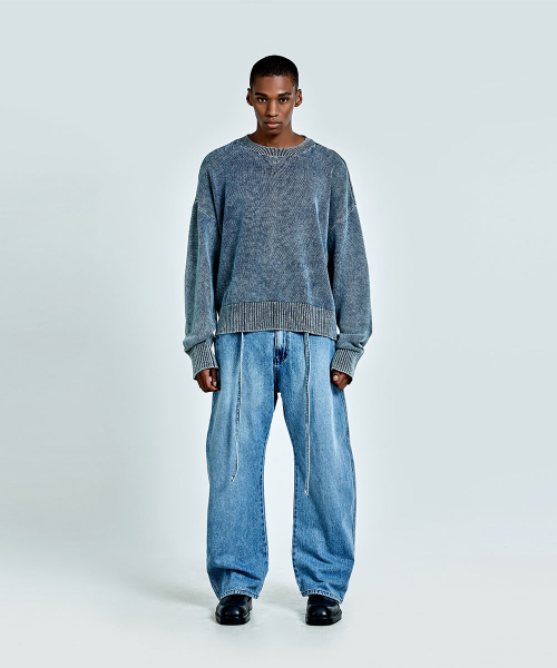 Metal Logo denim knit - Blue