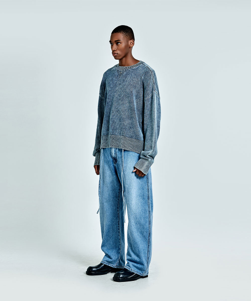 Metal Logo denim knit - Blue