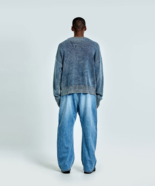 Metal Logo denim knit - Blue
