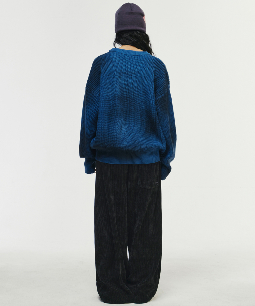골지 와이드 팬츠[블랙]