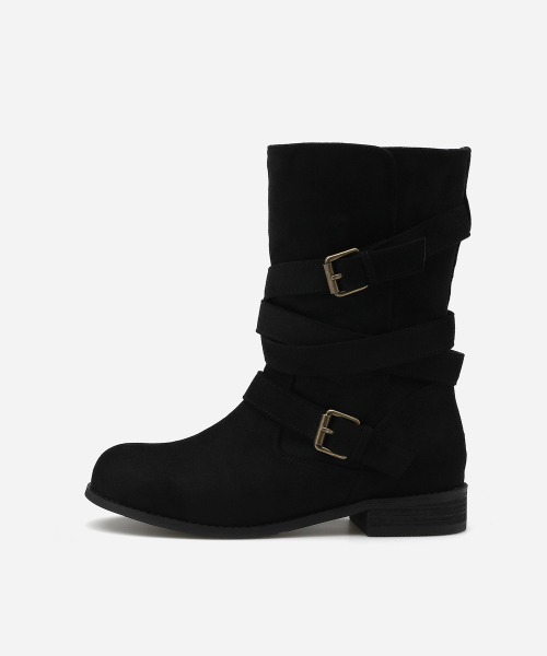 Round Toe Belted Mid Boots 412446007 (3cm/3colors)