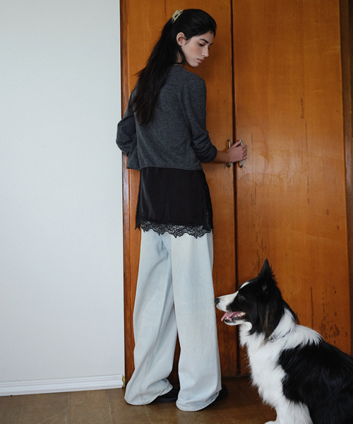 LOOSE FIT WASHED DENIM PANTS - LIGHT BLUE