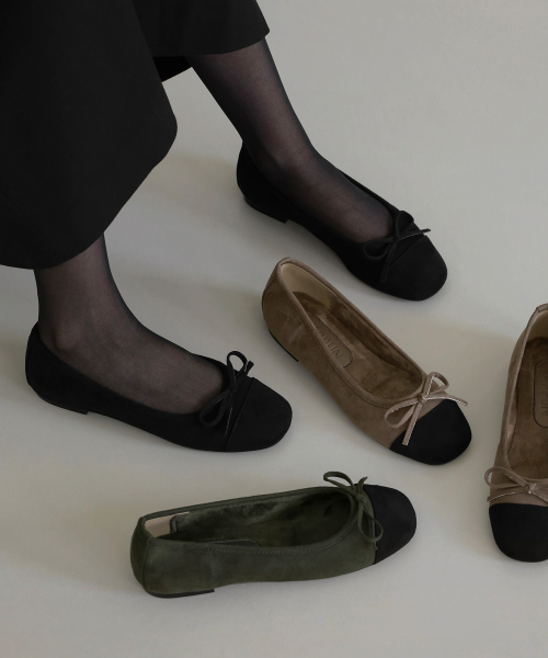 Malette Suede Fur Lined Ribbon Flats (1cm)