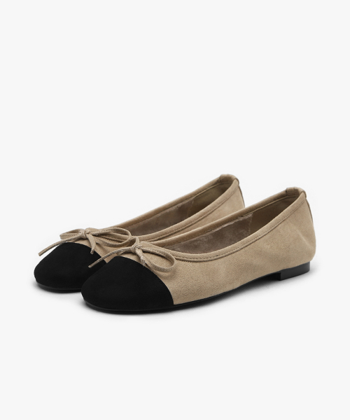 Malette Suede Fur Lined Ribbon Flats (1cm)