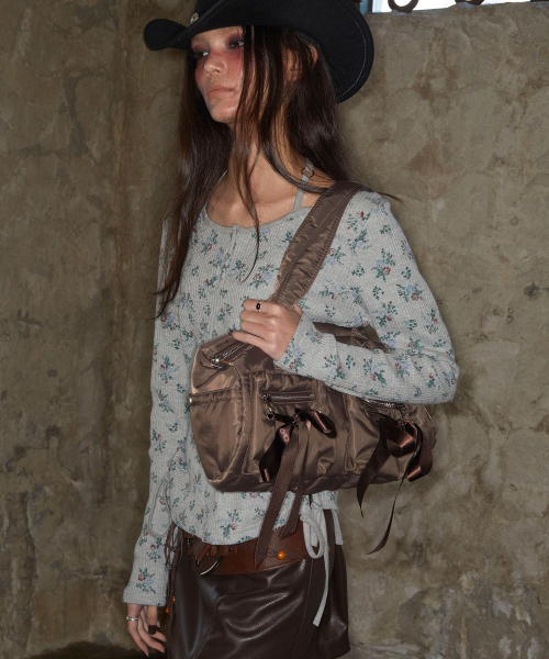 Double Ribbon Cargo Duffle Bag (BROWN)