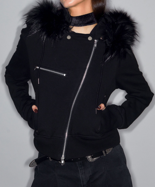 Rider Fur Hood Zip Up (BLACK)