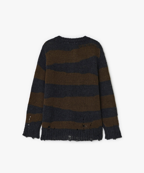 Damaged Color Block Knit (BLACK)