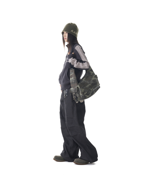 Camouflage Studded Logo Cross Bag (Khaki)