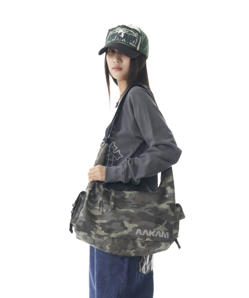 Camouflage Studded Logo Cross Bag (Khaki)