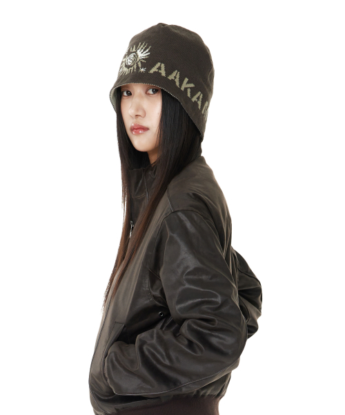 Small Sun Jacquard Beanie (Brown)
