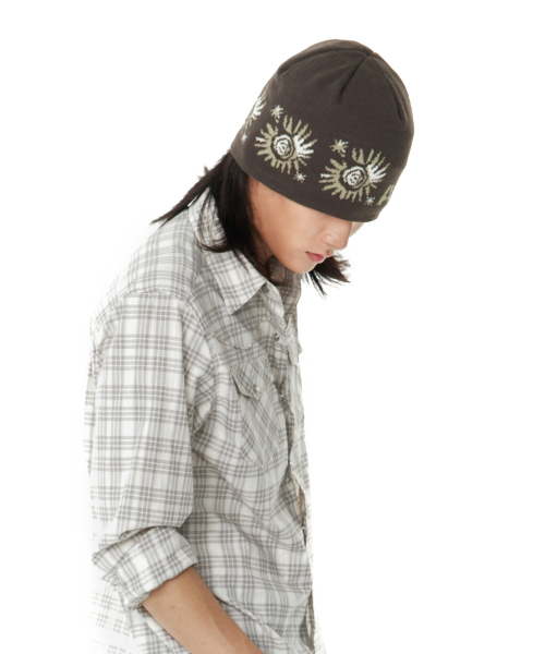 Small Sun Jacquard Beanie (Brown)