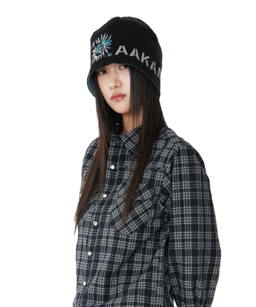 Small Sun Jacquard Beanie (Black)