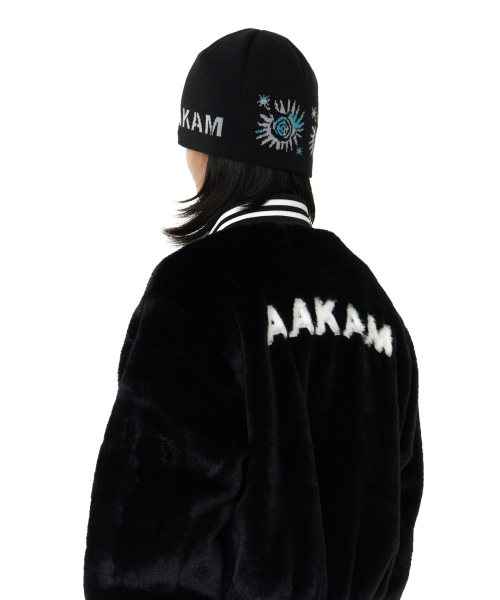 Small Sun Jacquard Beanie (Black)