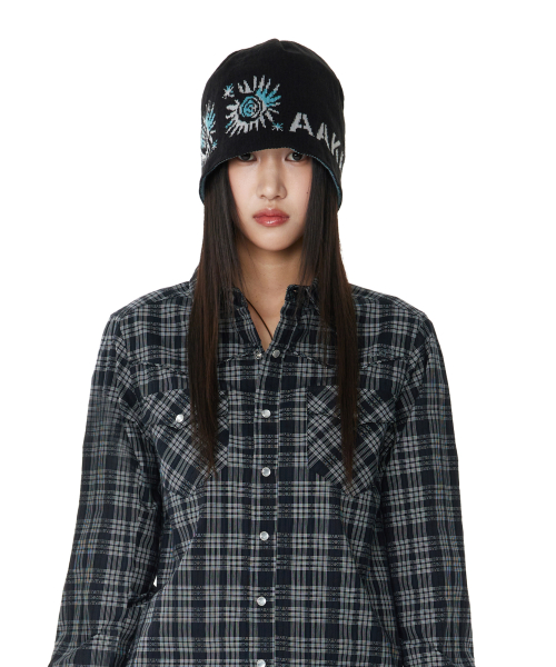 Small Sun Jacquard Beanie (Black)