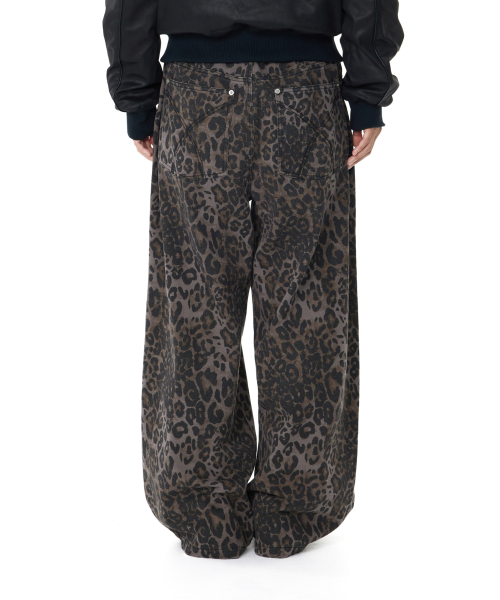 Leopard Pattern Cotton Pants (Purple)