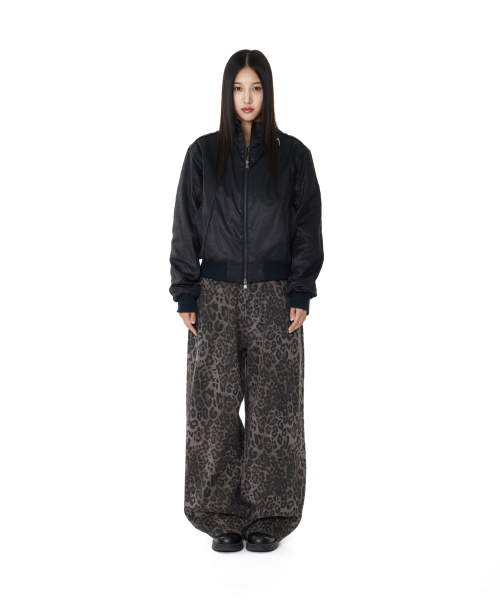 Leopard Pattern Cotton Pants (Purple)