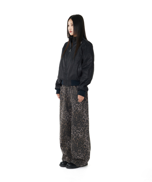 Leopard Pattern Cotton Pants (Purple)