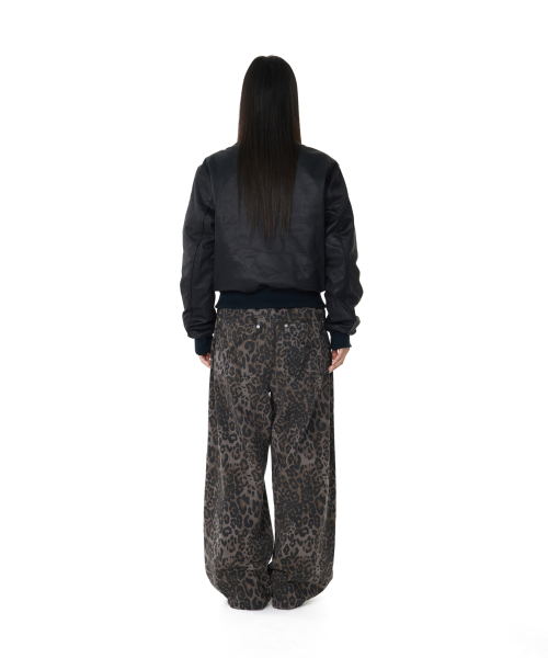 Leopard Pattern Cotton Pants (Purple)