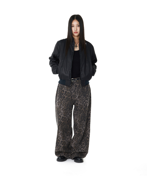 Leopard Pattern Cotton Pants (Purple)