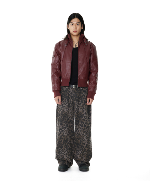 Leopard Pattern Cotton Pants (Purple)