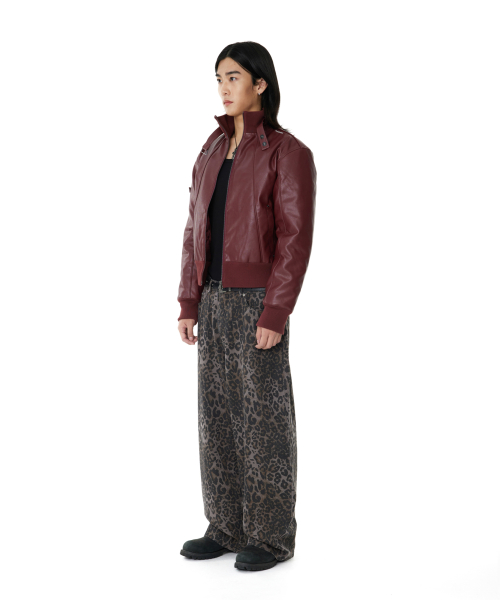 Leopard Pattern Cotton Pants (Purple)