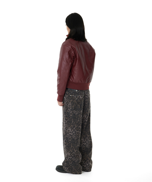 Leopard Pattern Cotton Pants (Purple)