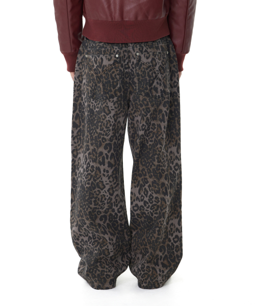 Leopard Pattern Cotton Pants (Purple)