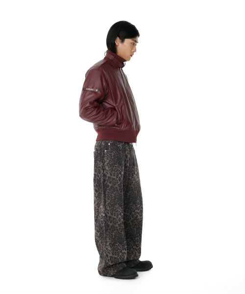 Leopard Pattern Cotton Pants (Purple)