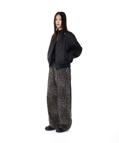 Leopard Pattern Cotton Pants (Purple)