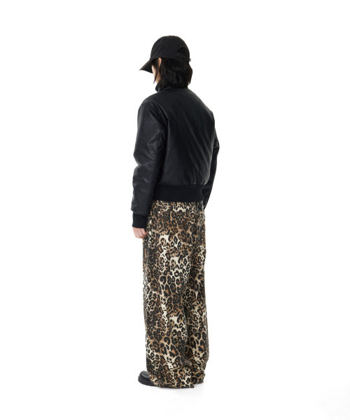 Leopard Pattern Cotton Pants (Brown)